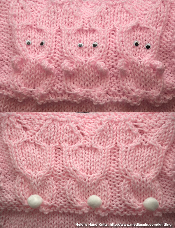 Bunnie rabbit pattern child's knit sweater vest close up detail