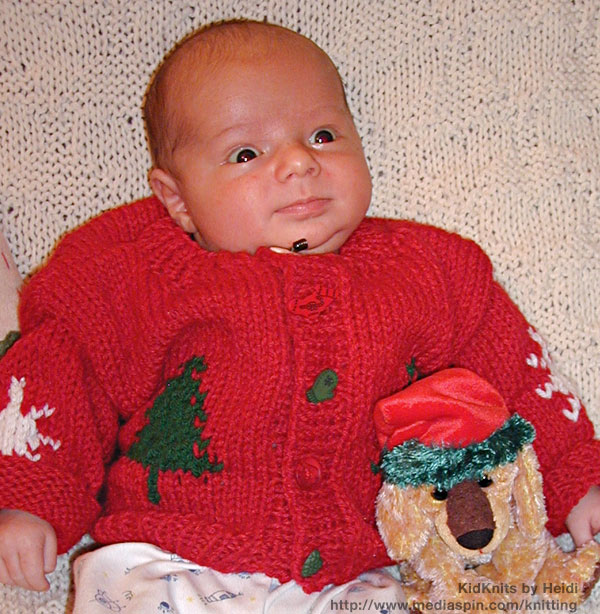 Red Baby Sweater with Green Christmas Tree